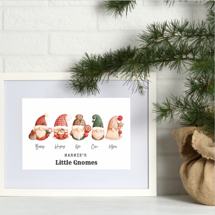 Cozy Fall Gnome Family Personalized Art