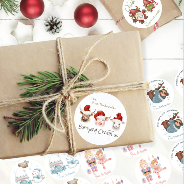 Personalized To & From Holiday Christmas Gift Labels