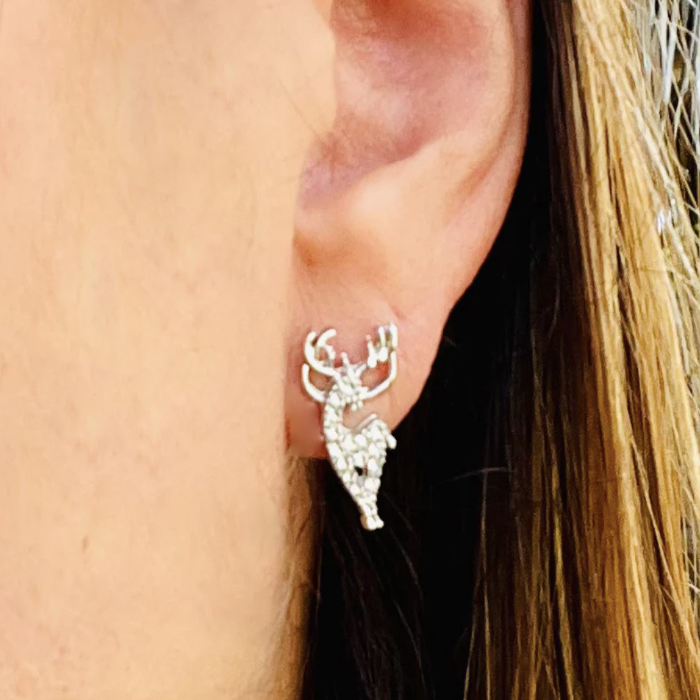 Rhinestone Deer Stud Earrings